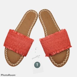 UNIVERSAL THREAD Luciana Red Woven Slide Sandals